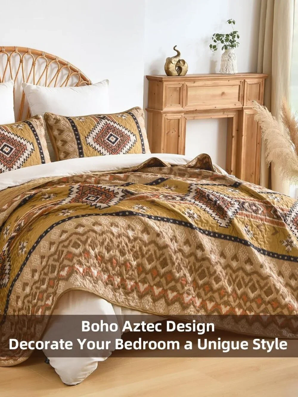 Brown Aztec Boho Quilt Set – Southwestern Bedspread